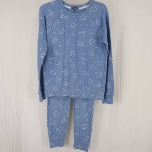 PJ Salvage Pajama Set Women's Size Small Blue White Constellation Print Jogger.